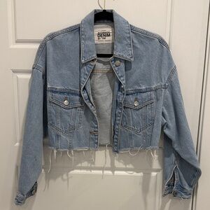 Zara Light Blue Denim Cropped Jacket